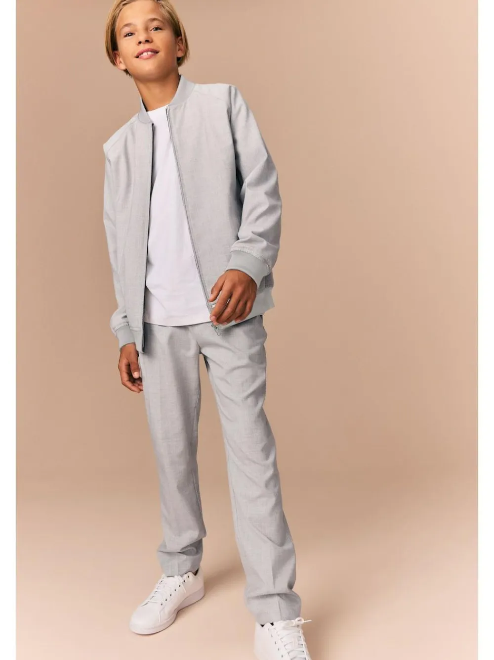 Next Grey Smart Bomber Jacket (3-16yrs)^BOY Suits & Vest|Coats & Jackets