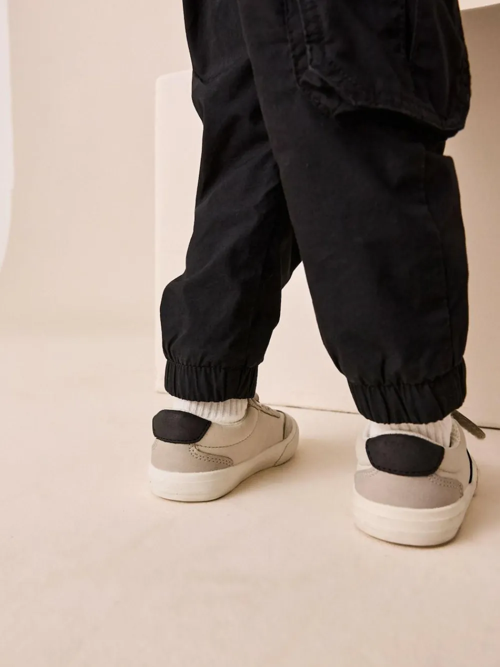Next Grey Standard Fit (F) Touch Fastening Elastic Lace Trainers^BOY Sneakers|Sneakers