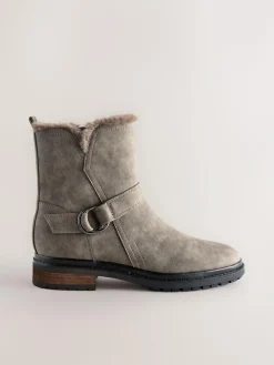 Next Forever Comfort® Faux Fur Hardware Ankle Boots^Women Wide Fit & Extra Wide Fit