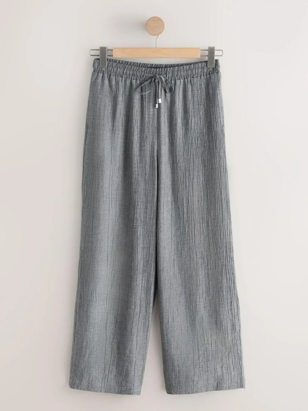 Discount Next Grey Tie Waist Wide Leg Trousers with Wool