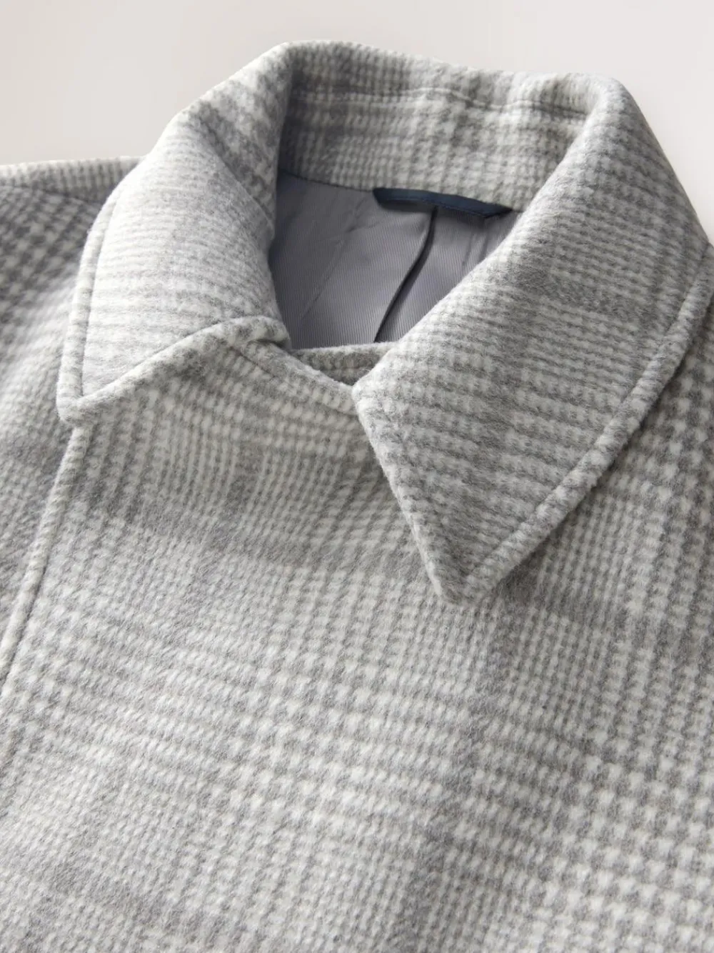 Next Grey Wool Blend Soft Touch Check Pea Coat^ Coats & Jackets|Coats & Jackets