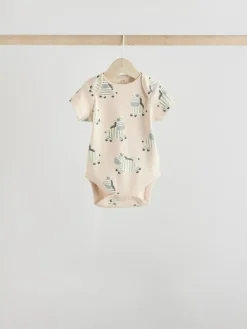 Discount Next Grey Zebra Baby Short Sleeve Bodysuits 100% Cotton 5 Pack
