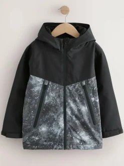Best Next Grey/Black Waterproof Fleece Lined Hooded Jacket (3-16yrs)