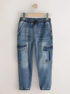 Outlet Next Grey/Blue Cargo Jeans With Elasticated Waists Jeans 2 Pack (3-16yrs)