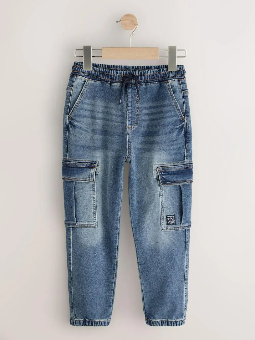 Outlet Next Grey/Blue Cargo Jeans With Elasticated Waists Jeans 2 Pack (3-16yrs)