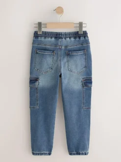 Outlet Next Grey/Blue Cargo Jeans With Elasticated Waists Jeans 2 Pack (3-16yrs)