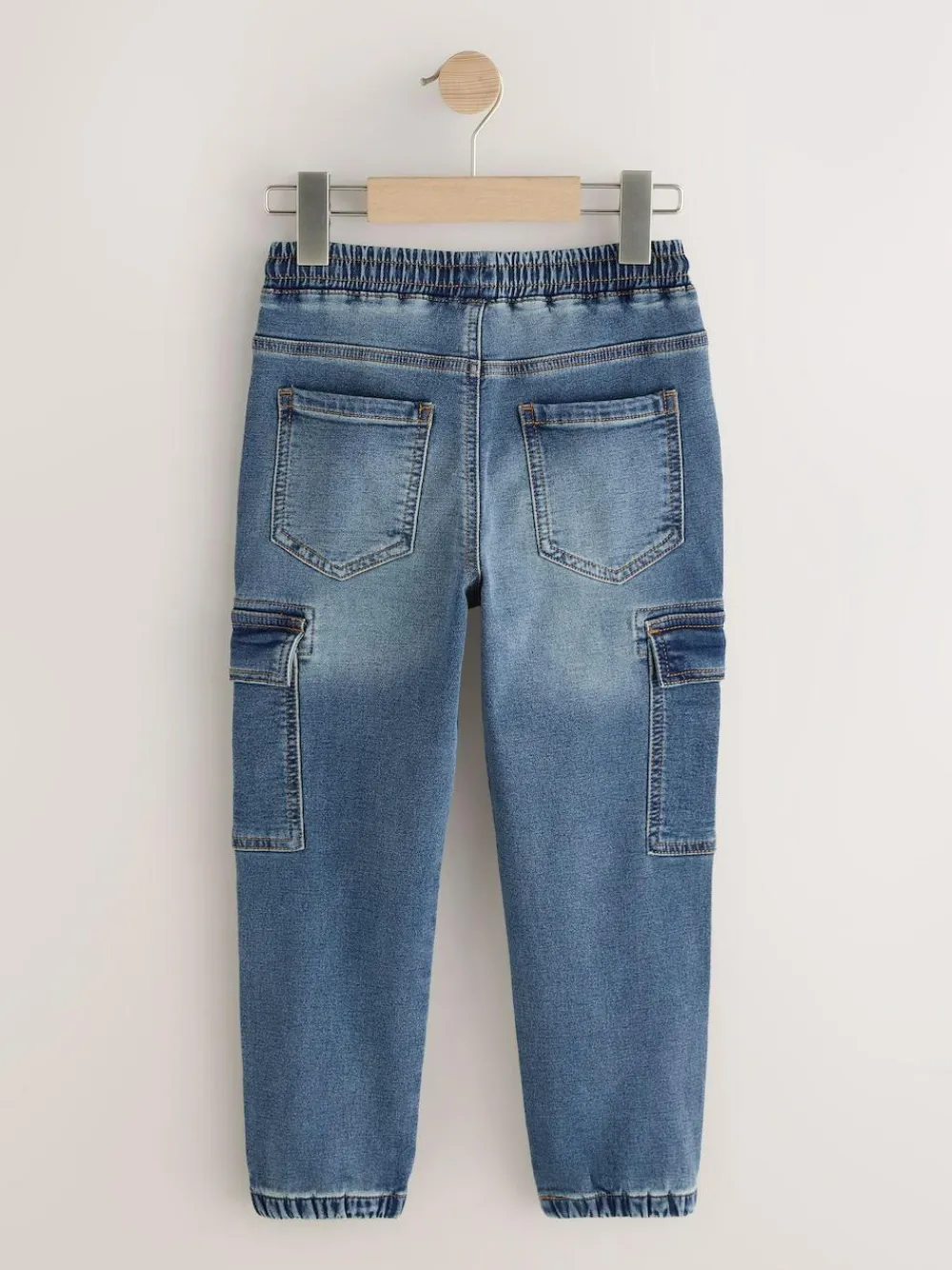 Outlet Next Grey/Blue Cargo Jeans With Elasticated Waists Jeans 2 Pack (3-16yrs)