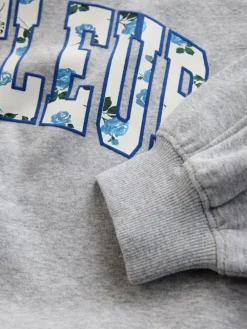 Discount Next Sweatshirt and Flare Leggings Set (3-16yrs) Grey/Blue Floral Slogan