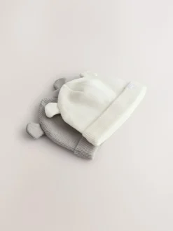Next 2pack Rib Baby Beanie Grey/White