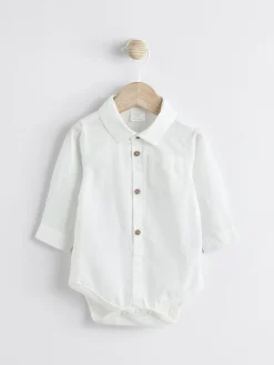 Discount Next Woven Cotton Baby Dungaree and Bodysuit Set (0mths-3yrs) Grey/White