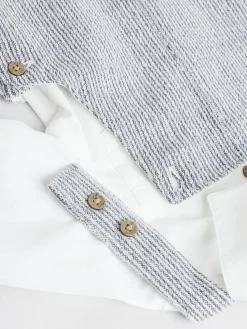 Discount Next Woven Cotton Baby Dungaree and Bodysuit Set (0mths-3yrs) Grey/White