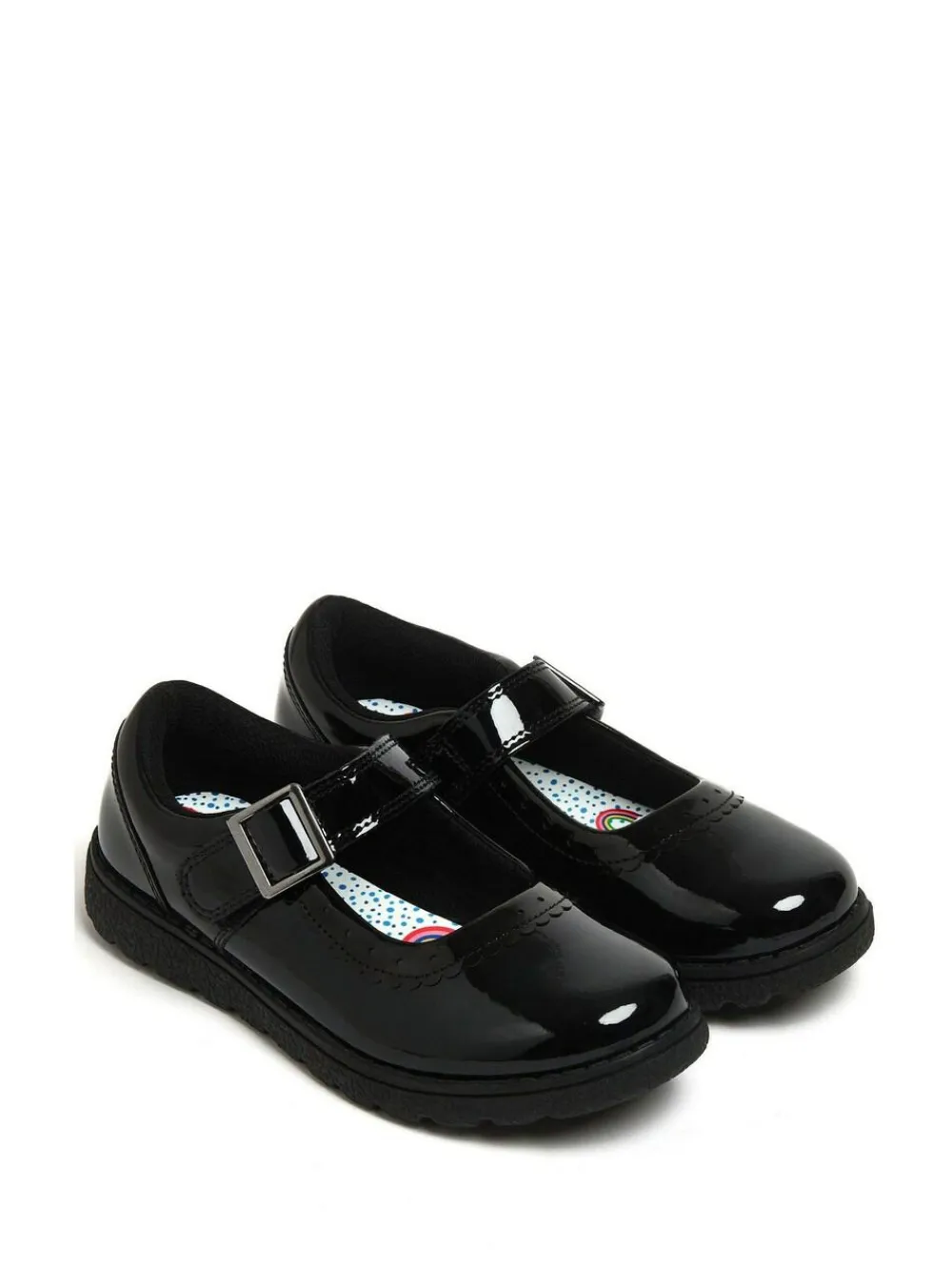 Online Harry Bear Black Patent Rainbow Girls School Shoes