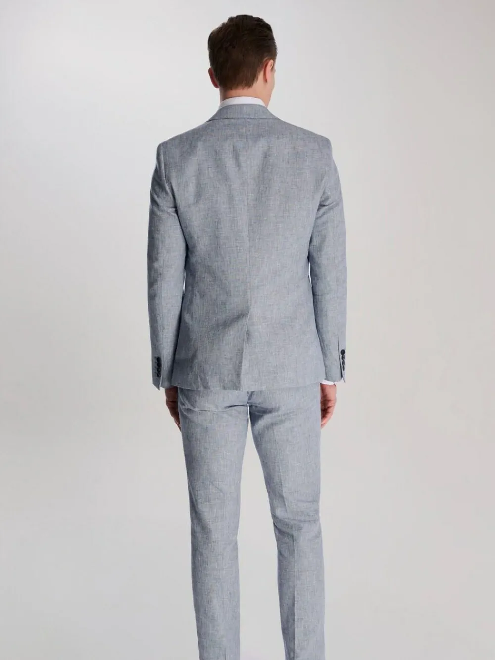 Harry Brown Giacomo Slim Fit Cotton Linen Suit Jacket Blue