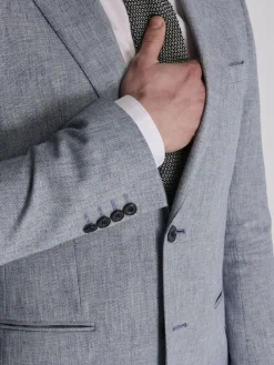 Harry Brown Giacomo Slim Fit Cotton Linen Suit Jacket Blue