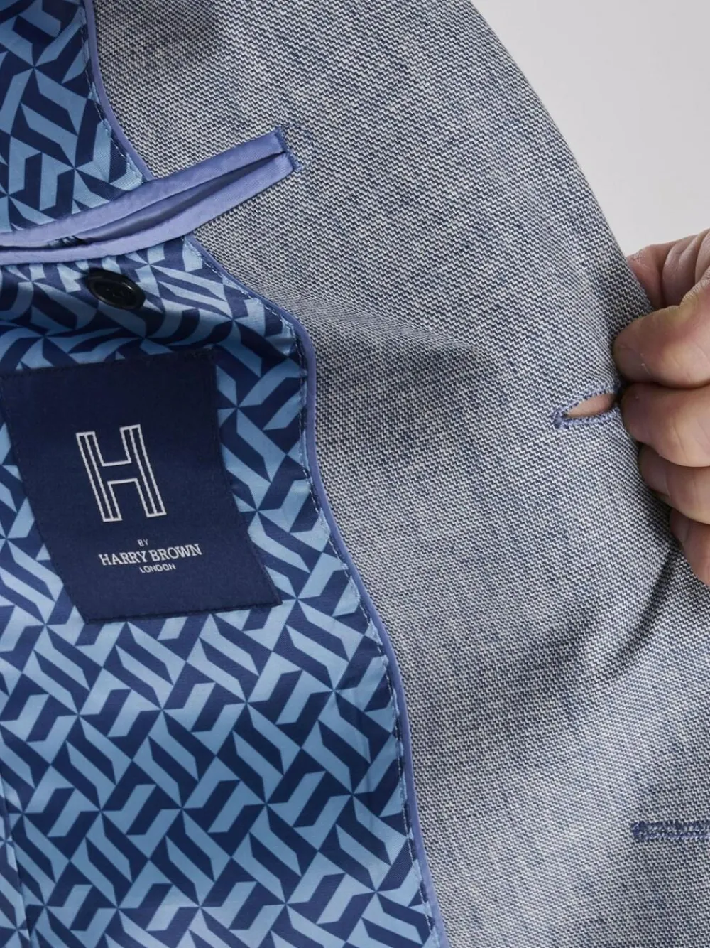 Harry Brown Giacomo Slim Fit Cotton Linen Suit Jacket Blue