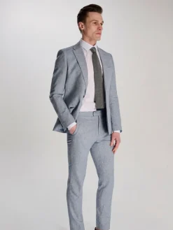 Harry Brown Giacomo Slim Fit Cotton Linen Suit Jacket Blue