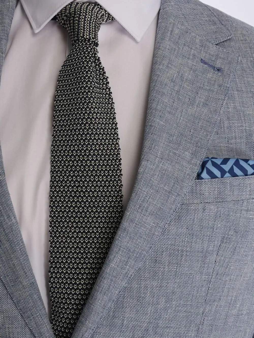 Harry Brown Giacomo Slim Fit Cotton Linen Suit Jacket Blue