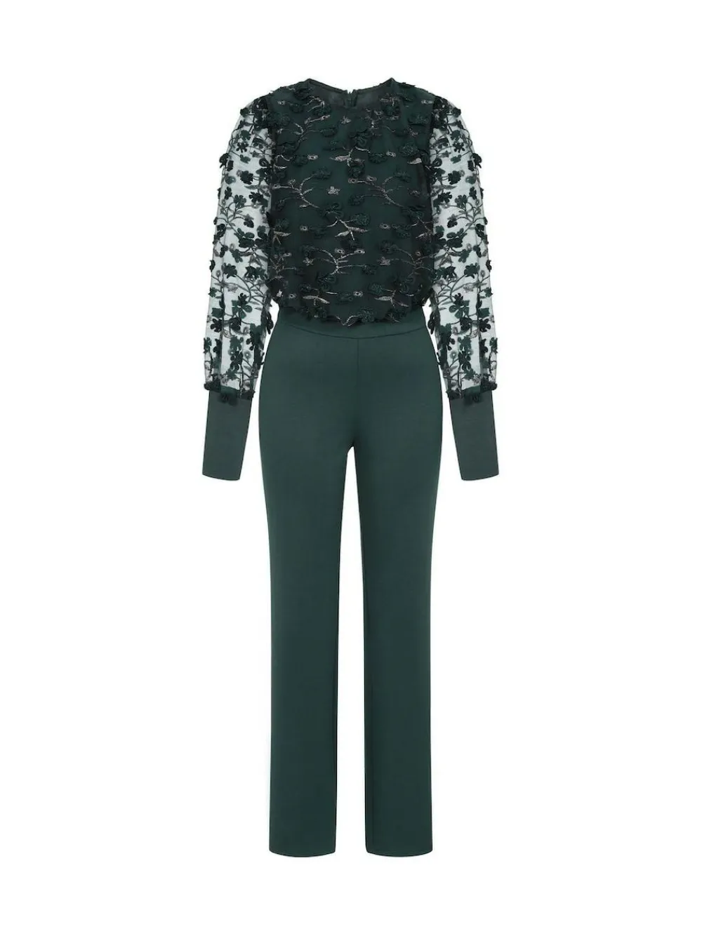 Hot Squash Green Ponte Jumpsuit with Blouson Sleeves^Women Jumpsuits & Playsuits