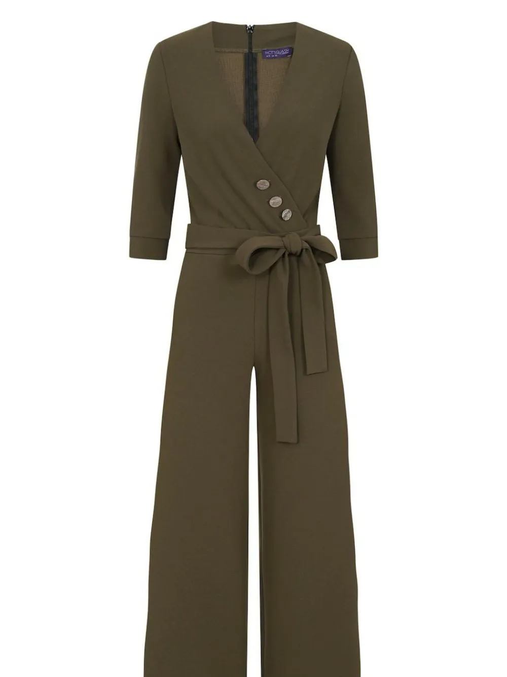 Hot Squash Green Smart Scuba Jumpsuit with Buttons^Women Jumpsuits & Playsuits
