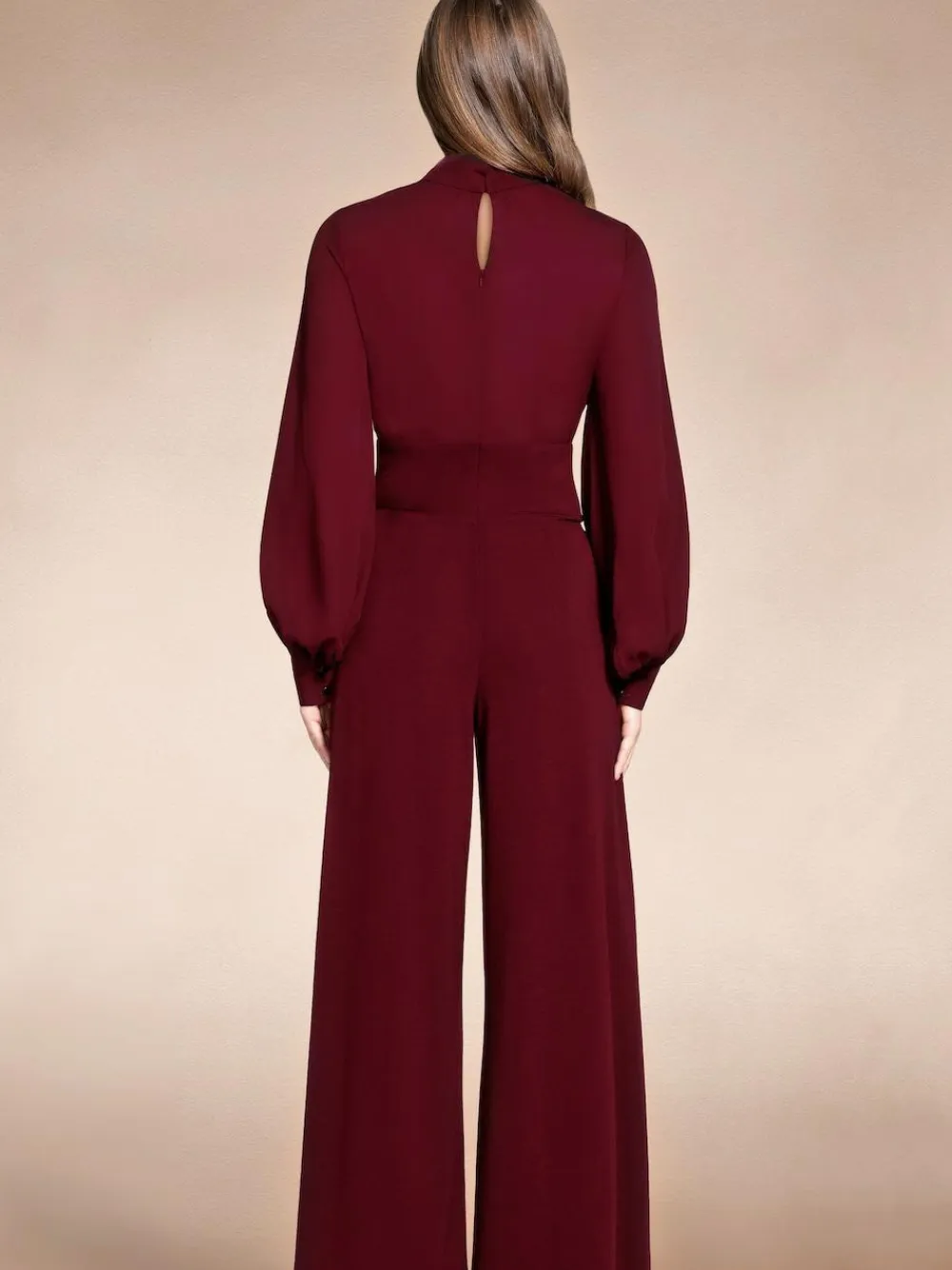 Hot Squash Wide Leg Jumpsuit with Blouson Sleeve Red