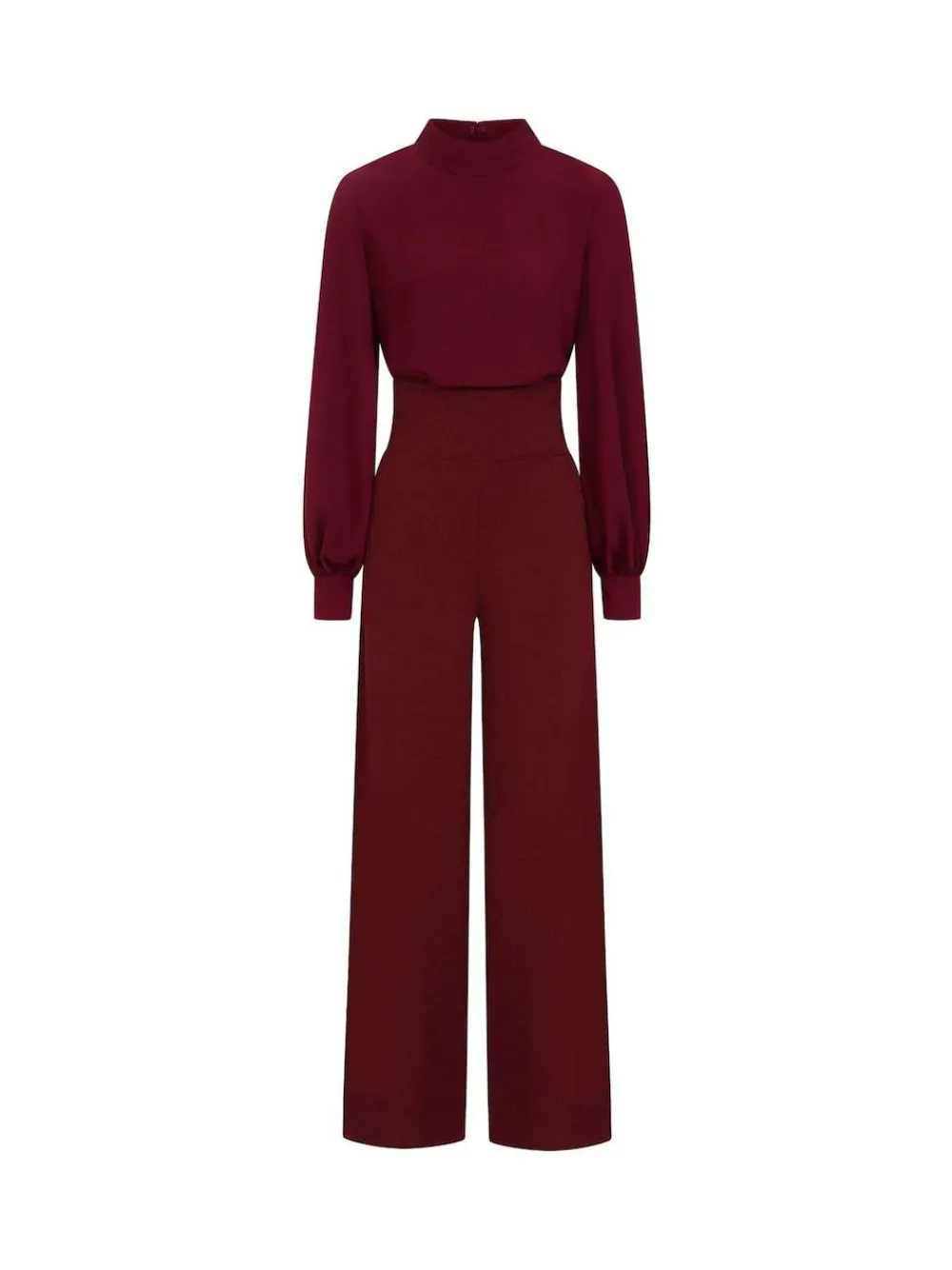 Hot Squash Wide Leg Jumpsuit with Blouson Sleeve Red
