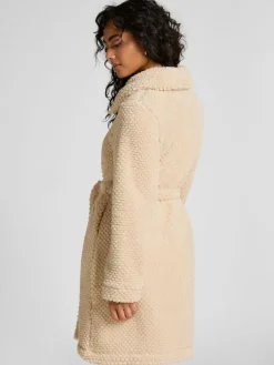 Outlet Hunkemoller Cream Fleece Zip Bathrobe