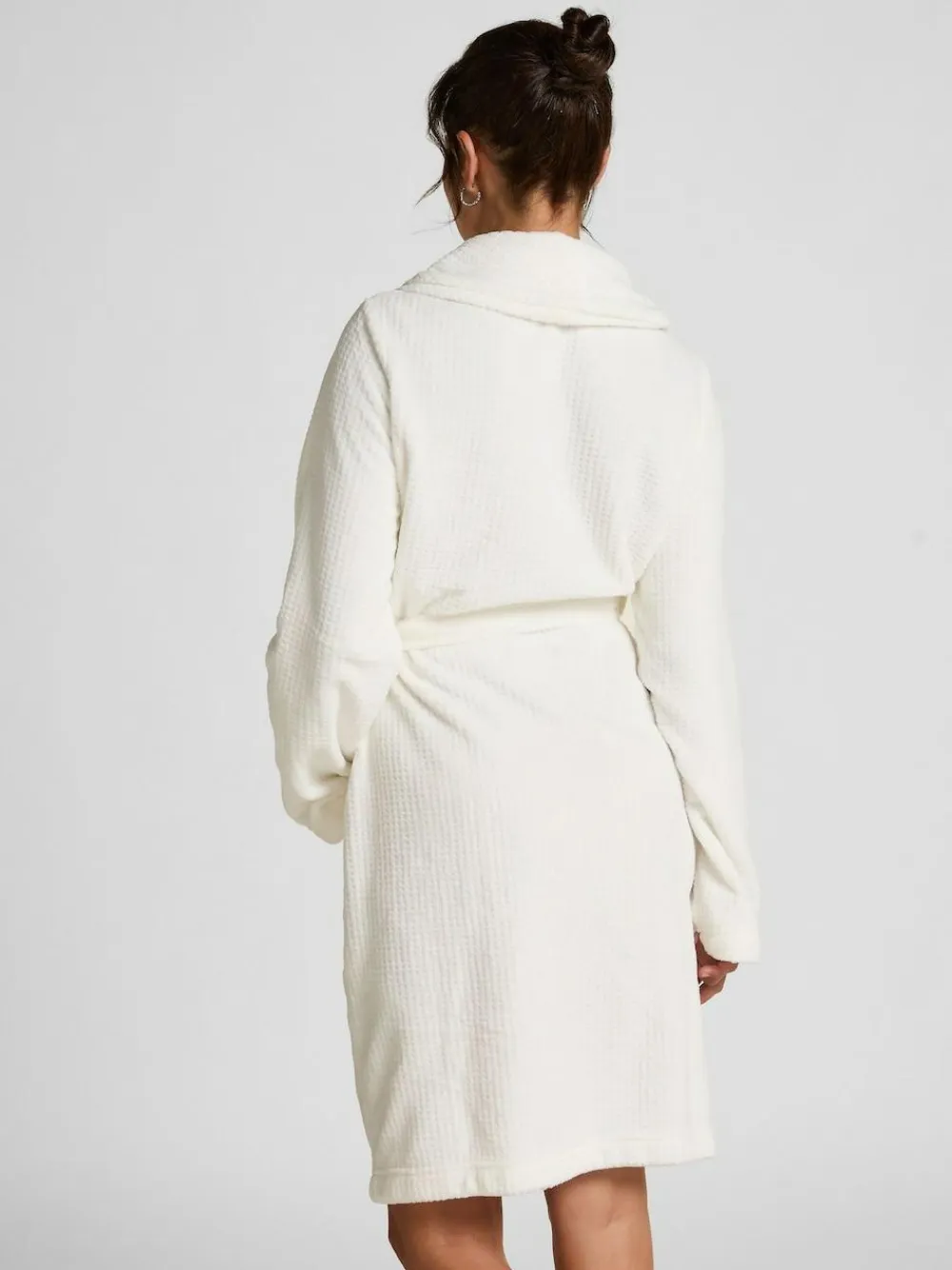 Hunkemoller Short Flannel Fleece Embossed Dot White Robe^Women Bathrobes
