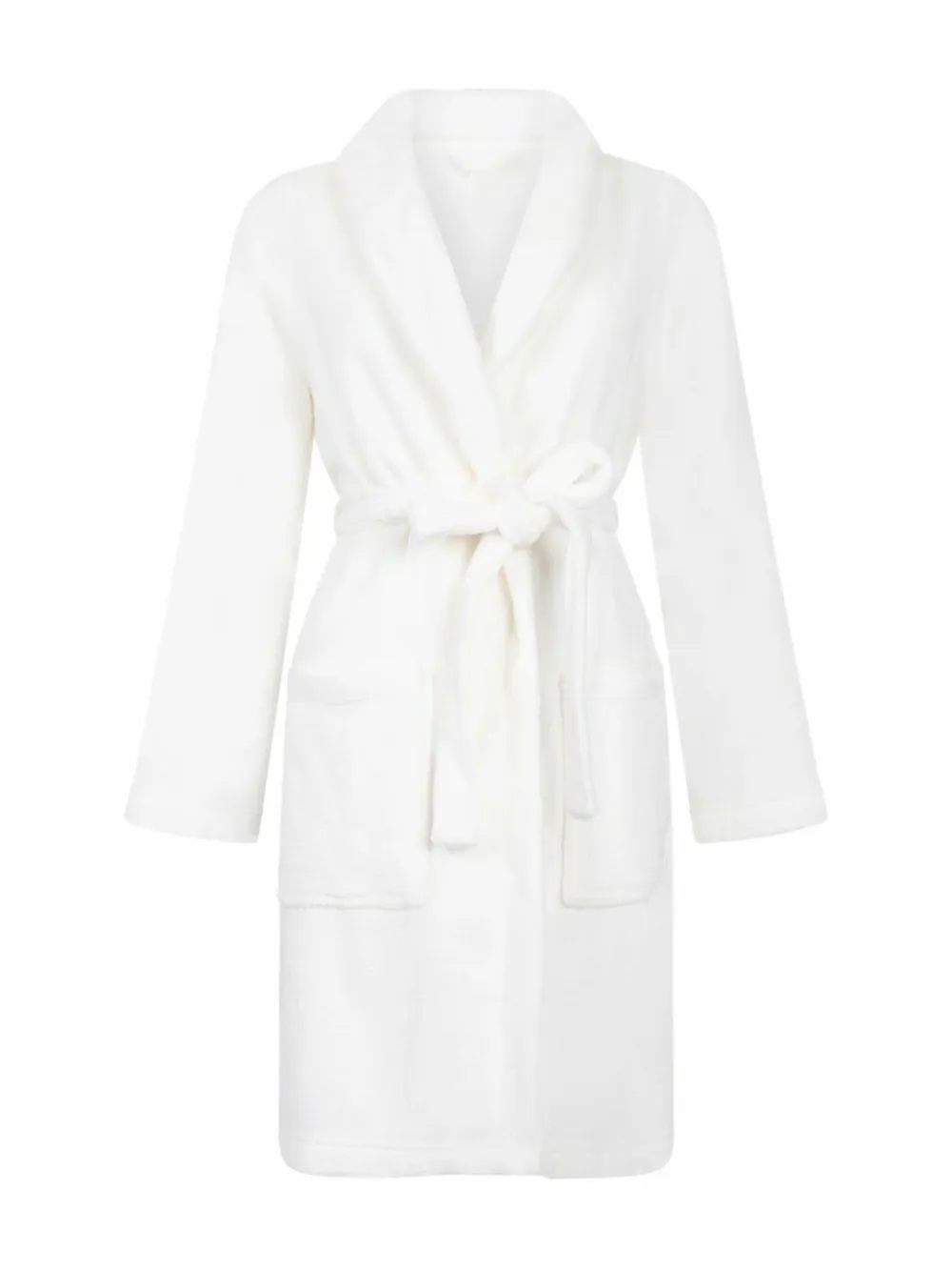 Hunkemoller Short Flannel Fleece Embossed Dot White Robe^Women Bathrobes