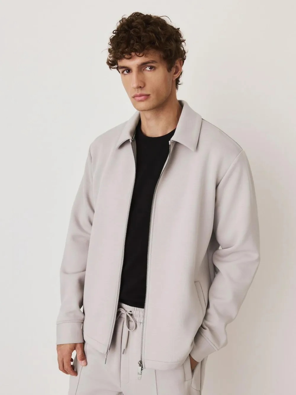 Best Next N. Premium Soft Touch Scuba Zip Through Shacket Ice Grey