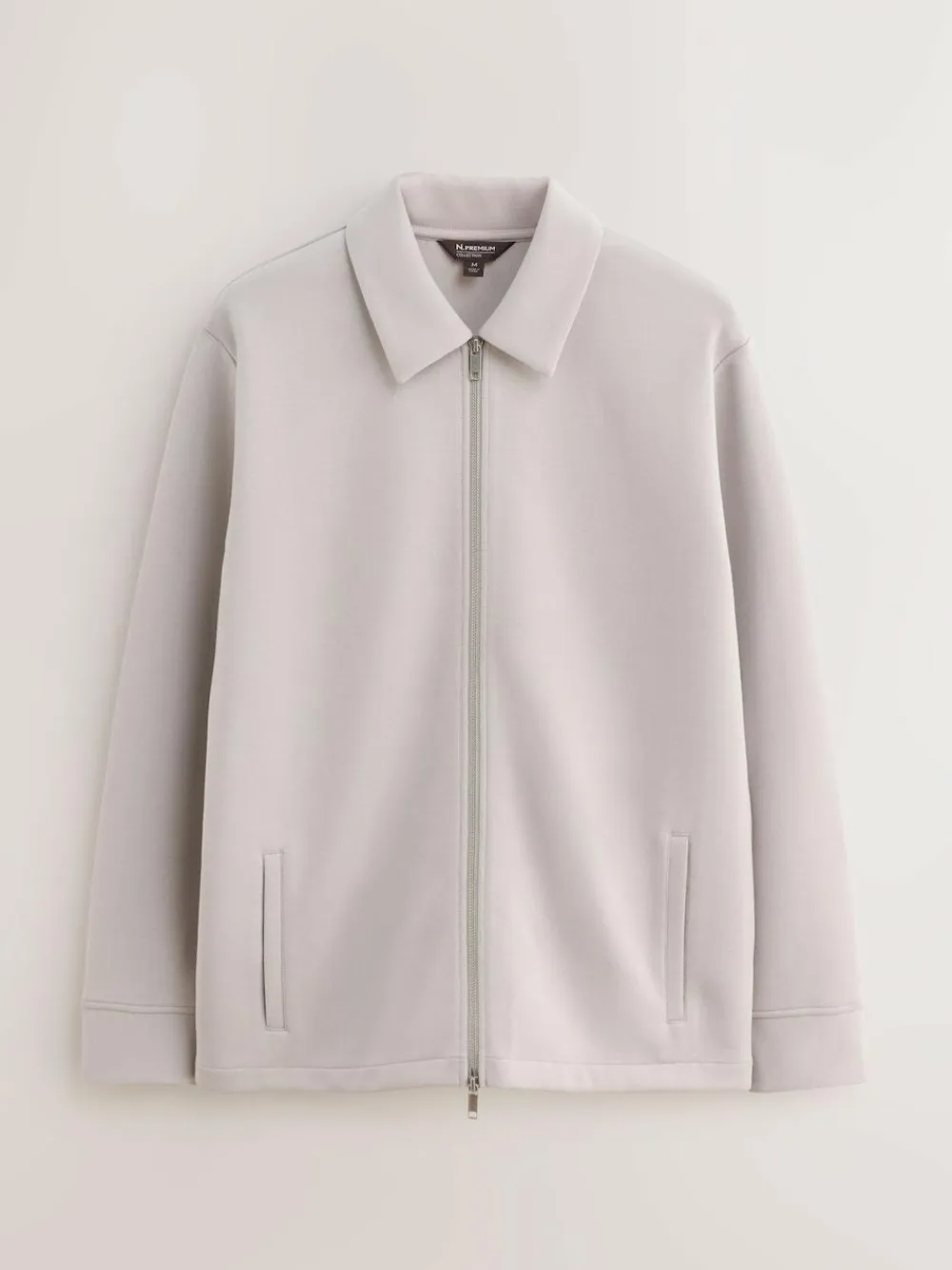 Best Next N. Premium Soft Touch Scuba Zip Through Shacket Ice Grey