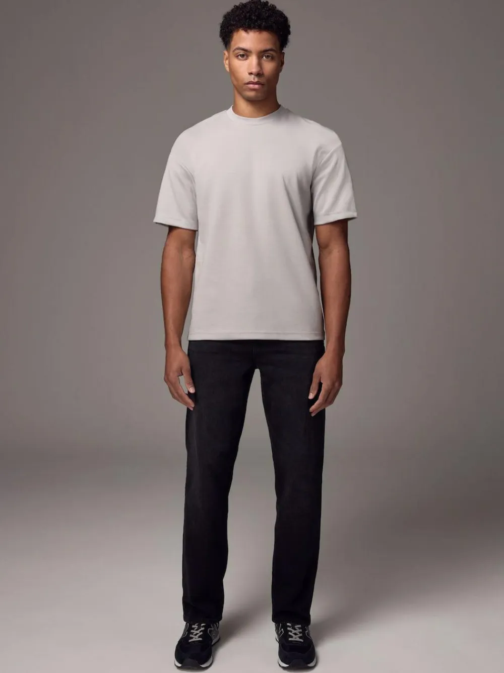 New Next Ice Grey Relaxed Fit Heavyweight T-Shirt