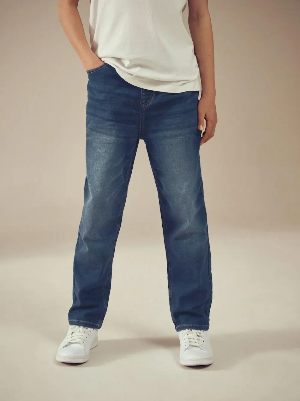 New Next Loose Fit Stretch Elasticated Waist Jeans (3-16yrs) Indigo Blue