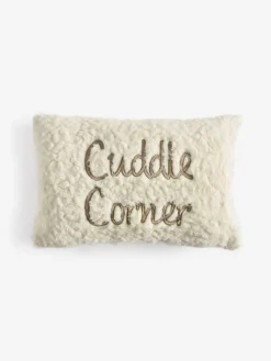 Next Ivory 50 x 30cm Cuddle Corner Slogan Faux Fur Cushion^ Cushions & Throws