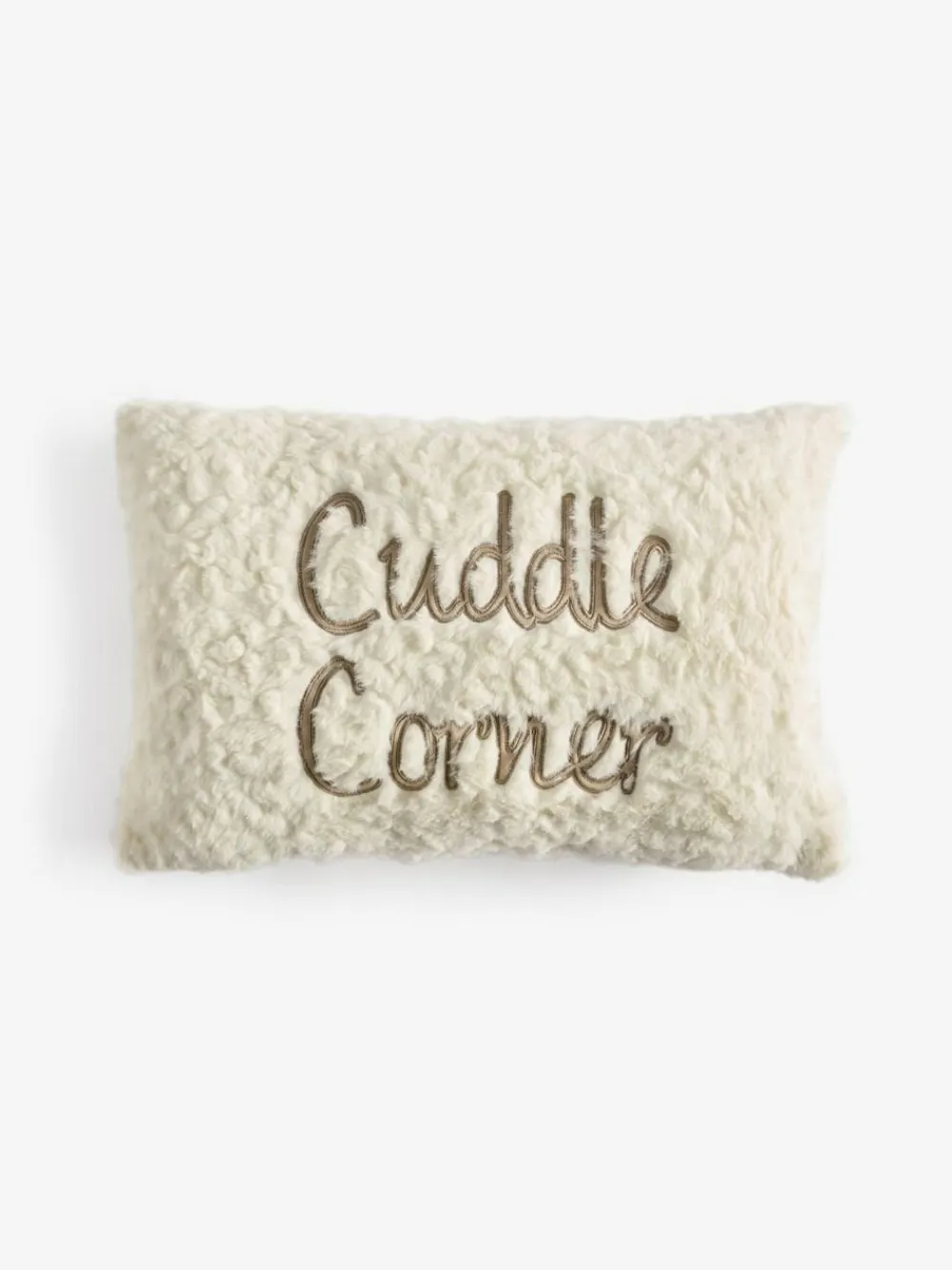 Next Ivory 50 x 30cm Cuddle Corner Slogan Faux Fur Cushion^ Cushions & Throws