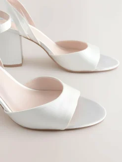 Online Next Forever Comfort® Wedding Round Toe Block Heel Bridal Sandals Ivory