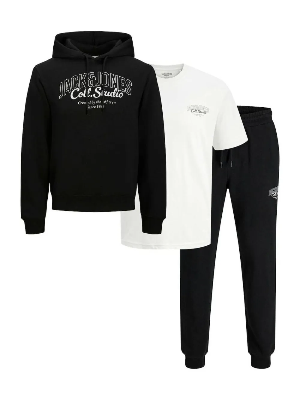 Online JACK & JONES White T-Shirt, Sweatshirt and Pant Set
