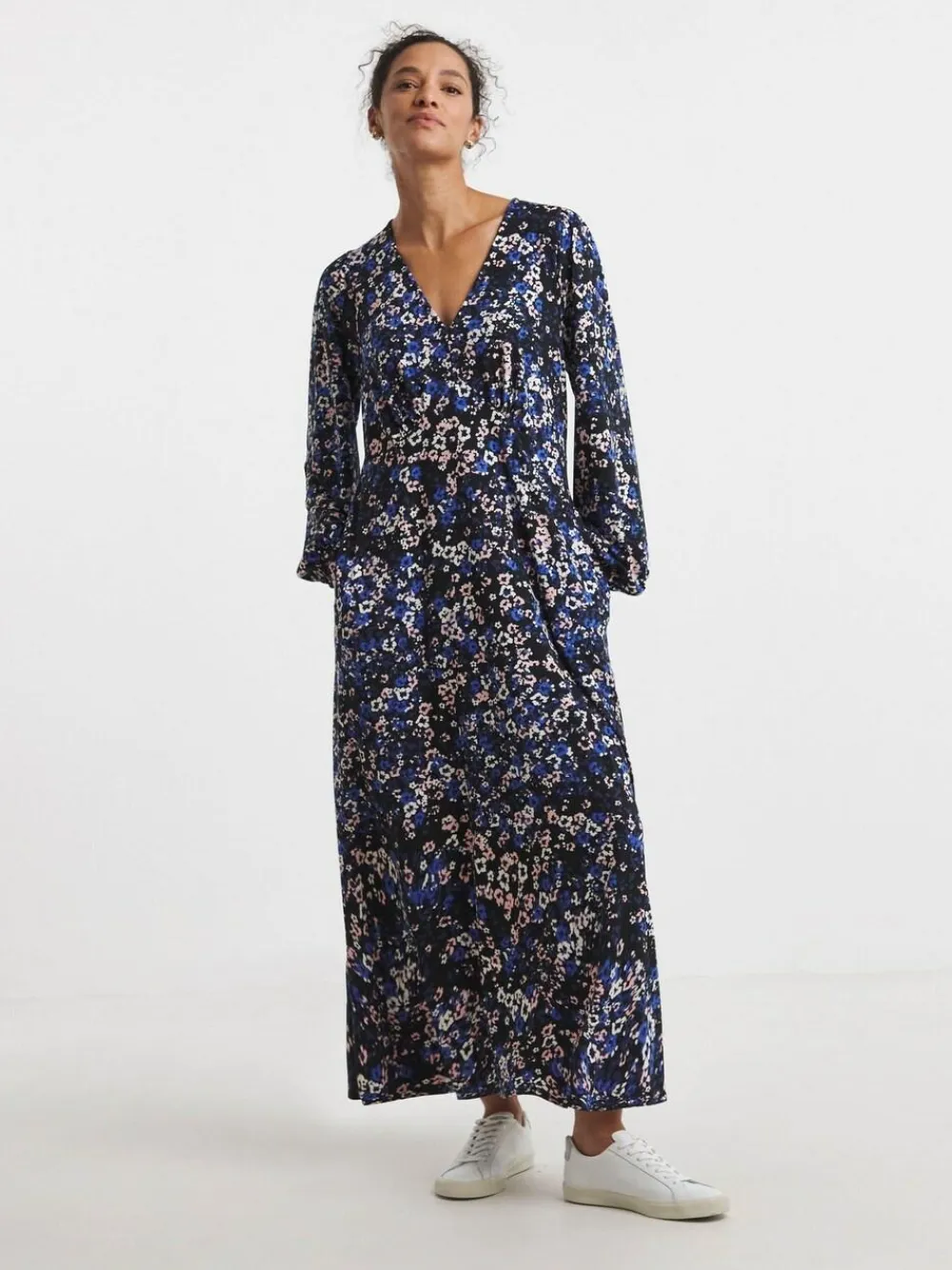Hot JD Williams Blue Supersoft Jersey V-Neck Maxi Tea Dress