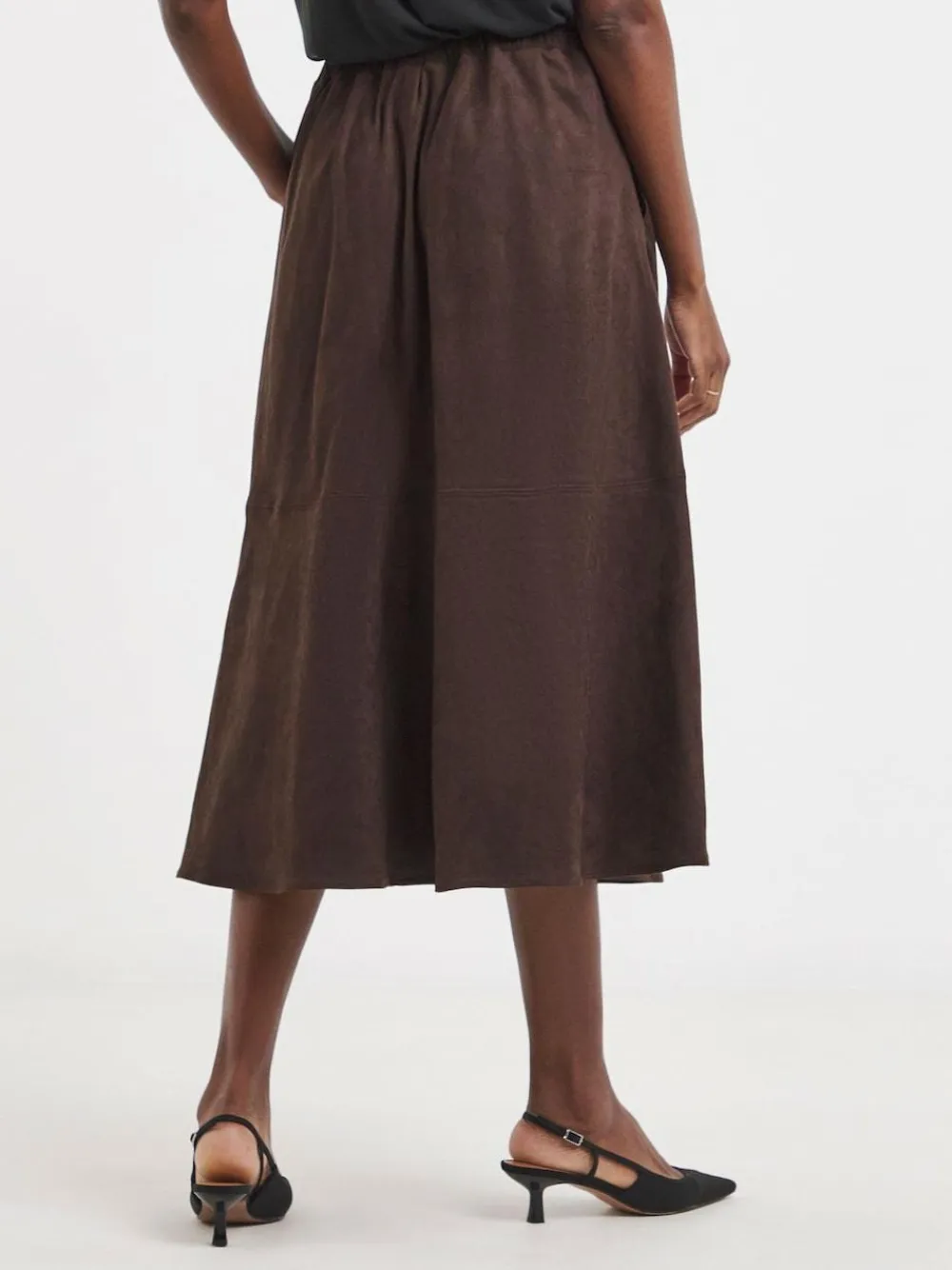 Sale JD Williams Brown Suede Midi Circle Skirt