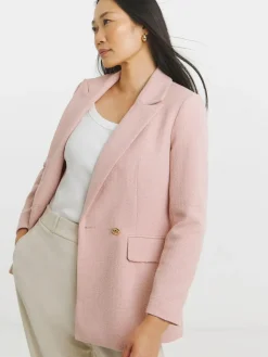 JD Williams Pink Boucle Double Breasted Blazer^Women Suits & Tailoring|Blazers