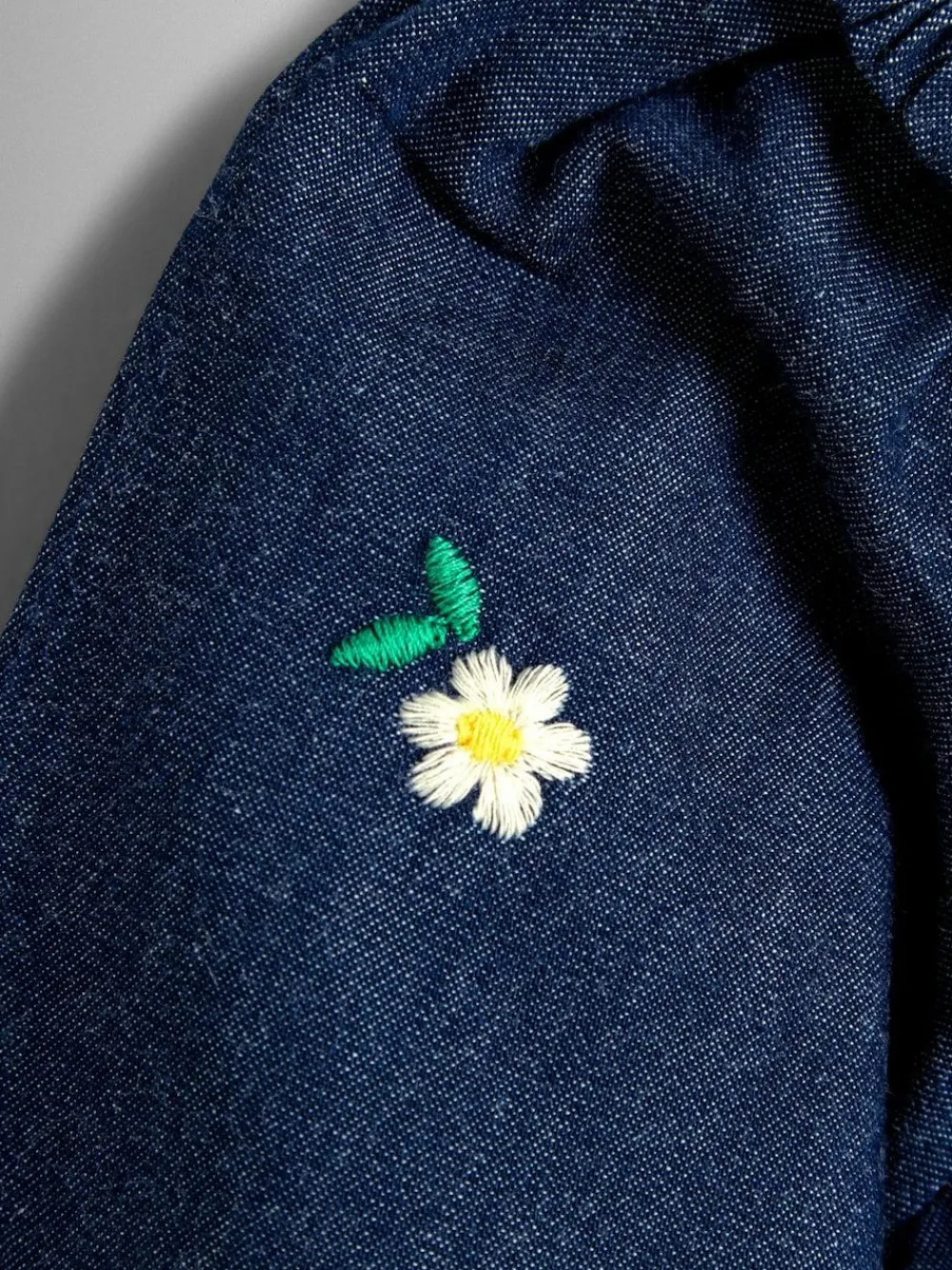 Jojo Maman Bébé Blue Heart Embroidered Chambray Dress^ Dresses