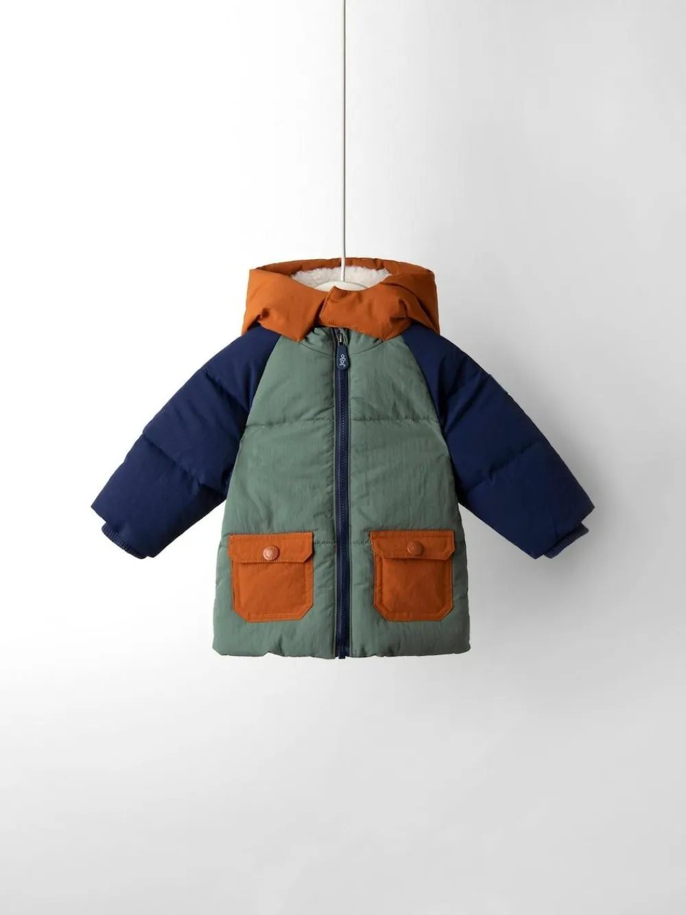 Hot Jojo Maman Bébé Borg Lined Hooded Puffer Coat Green