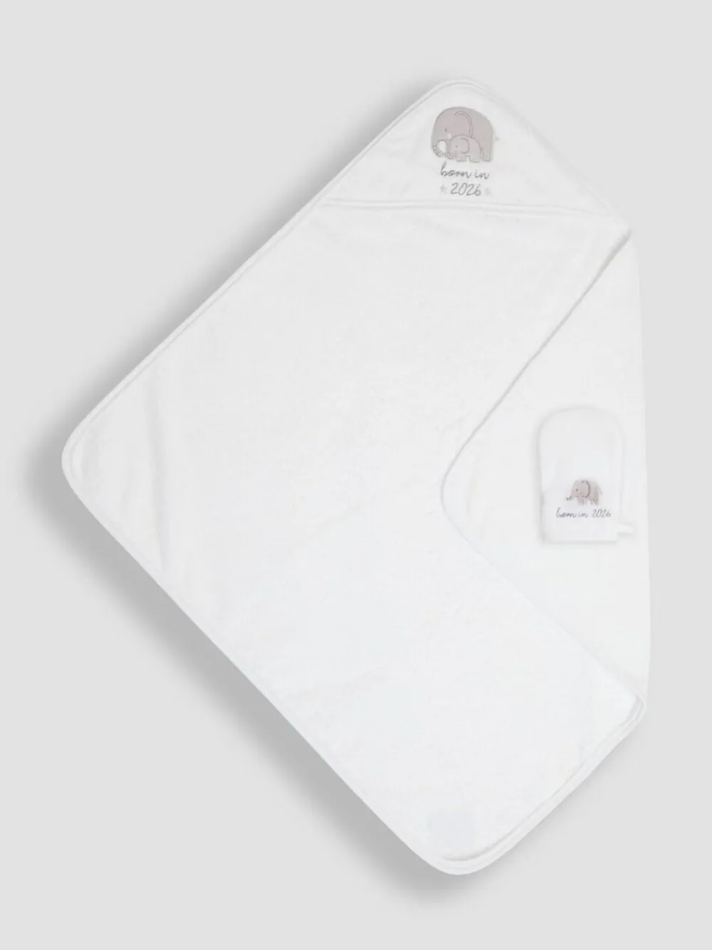 Jojo Maman Bébé Born in 2026 Hooded Towel & Wash Mitt^ Towels & Bathmats