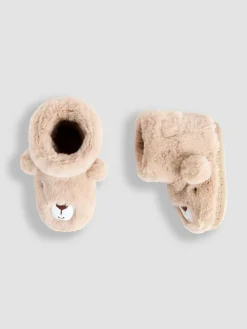 Outlet Jojo Maman Bébé Plush Slipper Boots Brown Bear