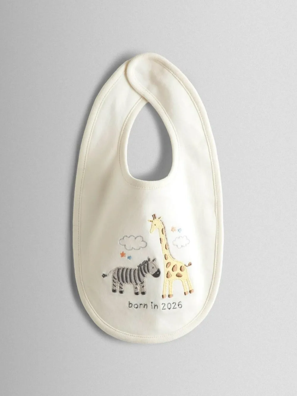 Jojo Maman Bébé Cream Born in 2026 Embroidered Bib^ Bibs