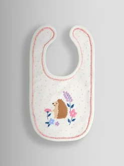 Jojo Maman Bébé Cream Speckled Hedgehog 2-Pack Embroidered Appliqué Bibs^ Bibs