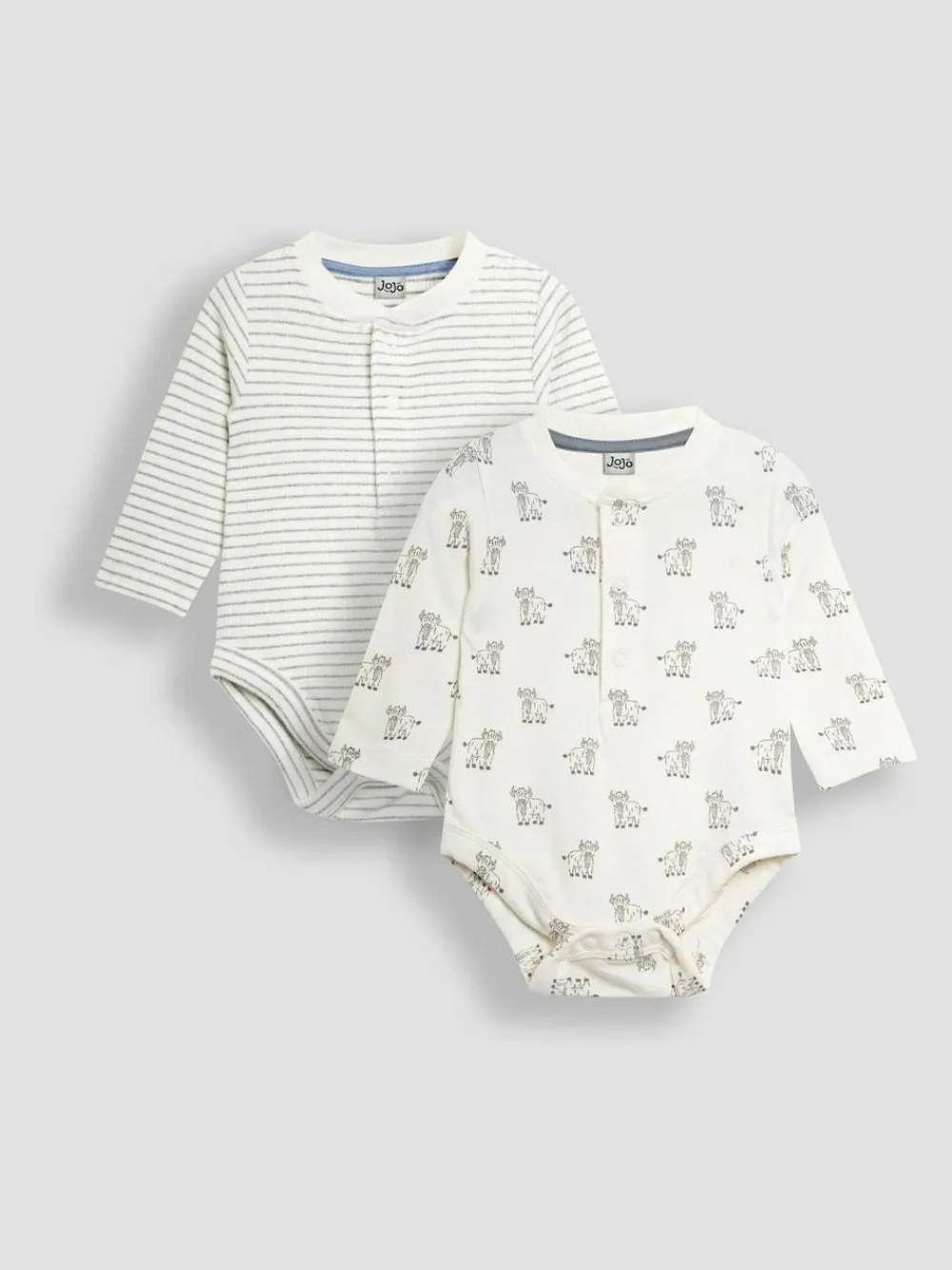 Jojo Maman Bébé Ecru Printed Highland Cow And Striped Bodies 2 Pack^BOY Bodysuits & Vests|Vests