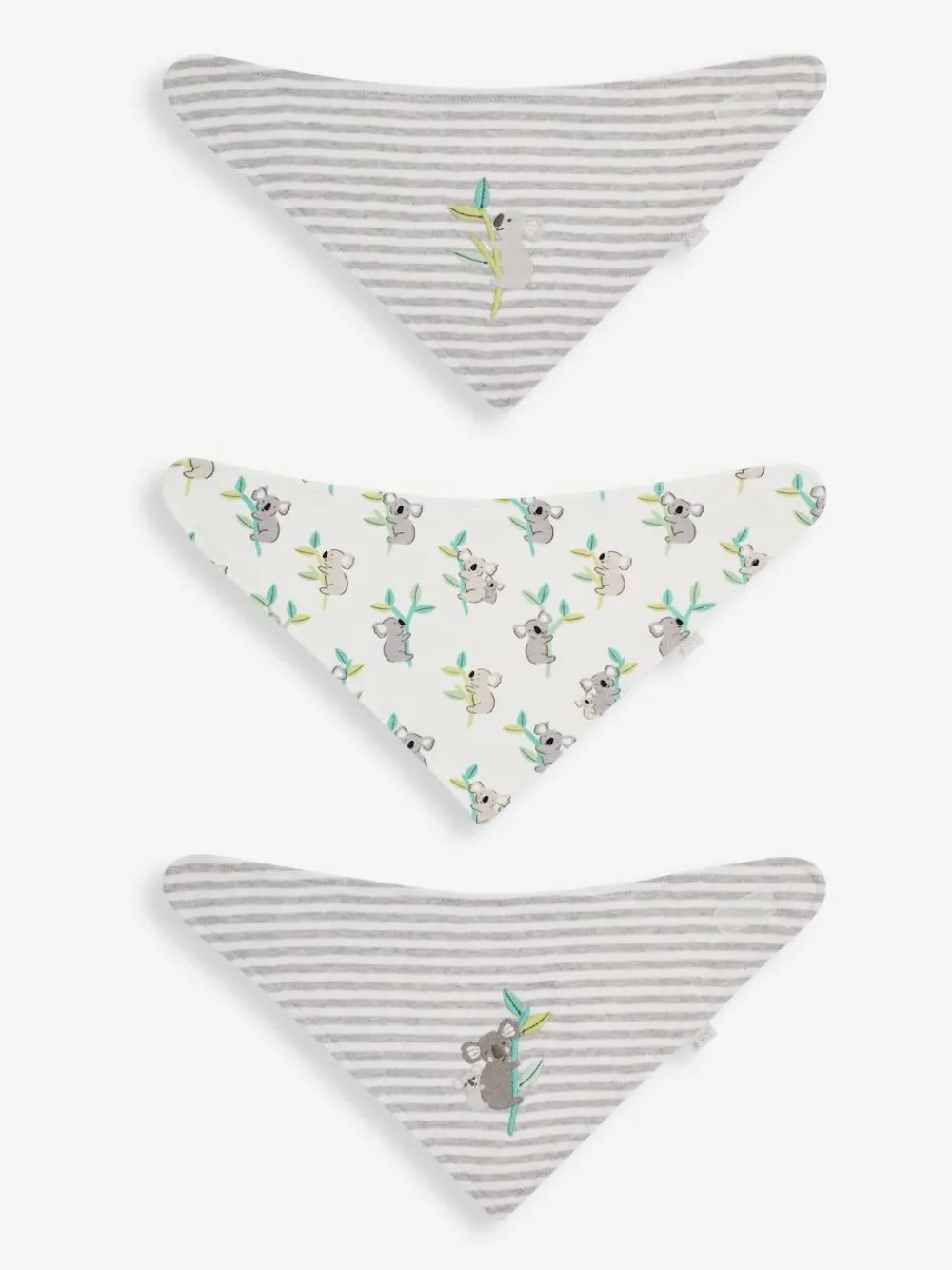 Jojo Maman Bébé Grey Koala 3-Pack Cotton Baby Dribble Bibs^ Bibs