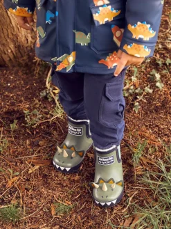 Jojo Maman Bébé Khaki Cosy Lined Dino Ankle Wellies