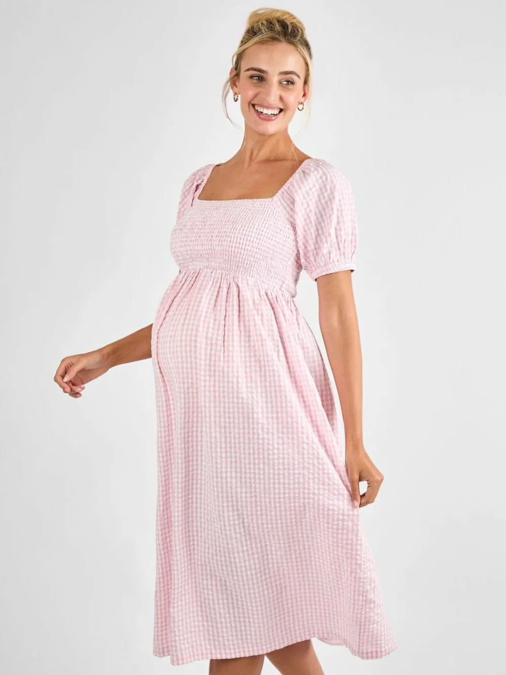 Jojo Maman Bébé Short Puff Sleeve Shirred Midi Dress^Women Midi Dresses|Dresses