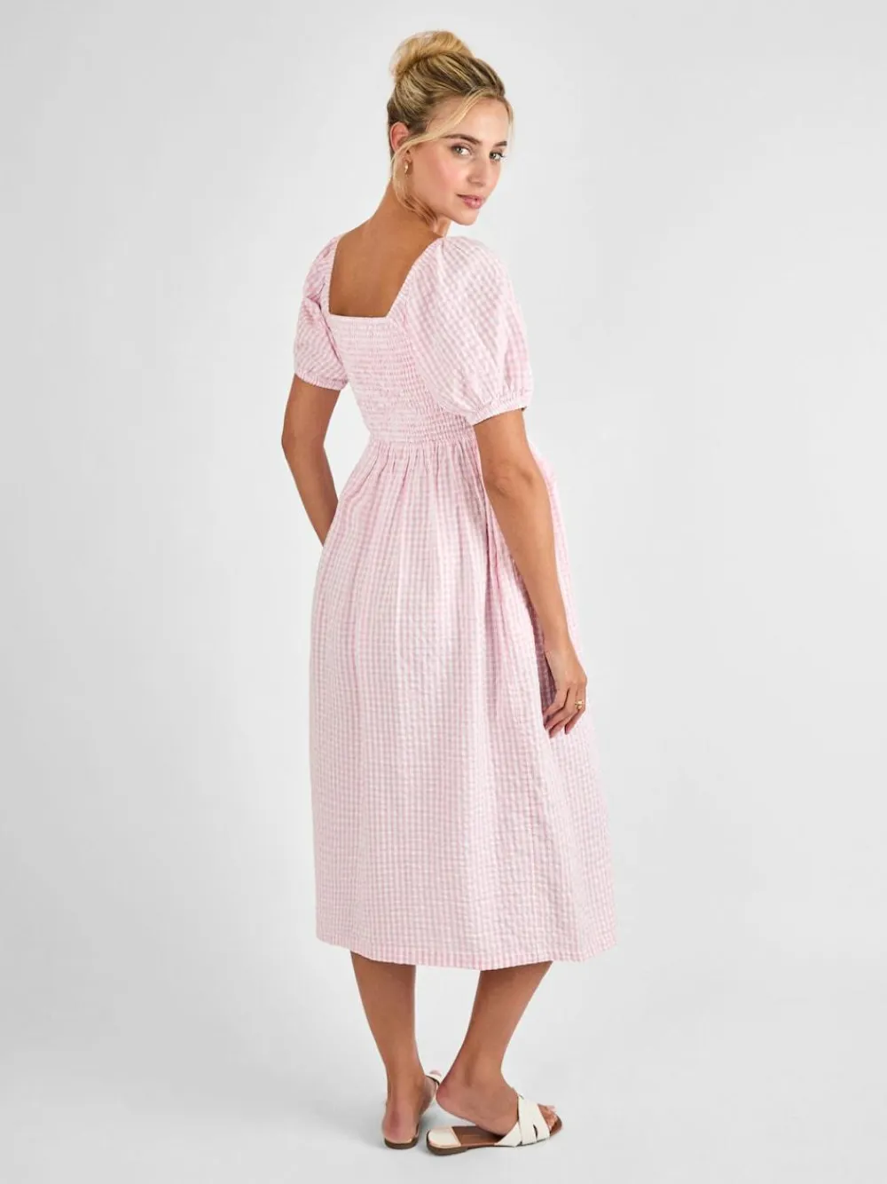 Jojo Maman Bébé Short Puff Sleeve Shirred Midi Dress^Women Midi Dresses|Dresses